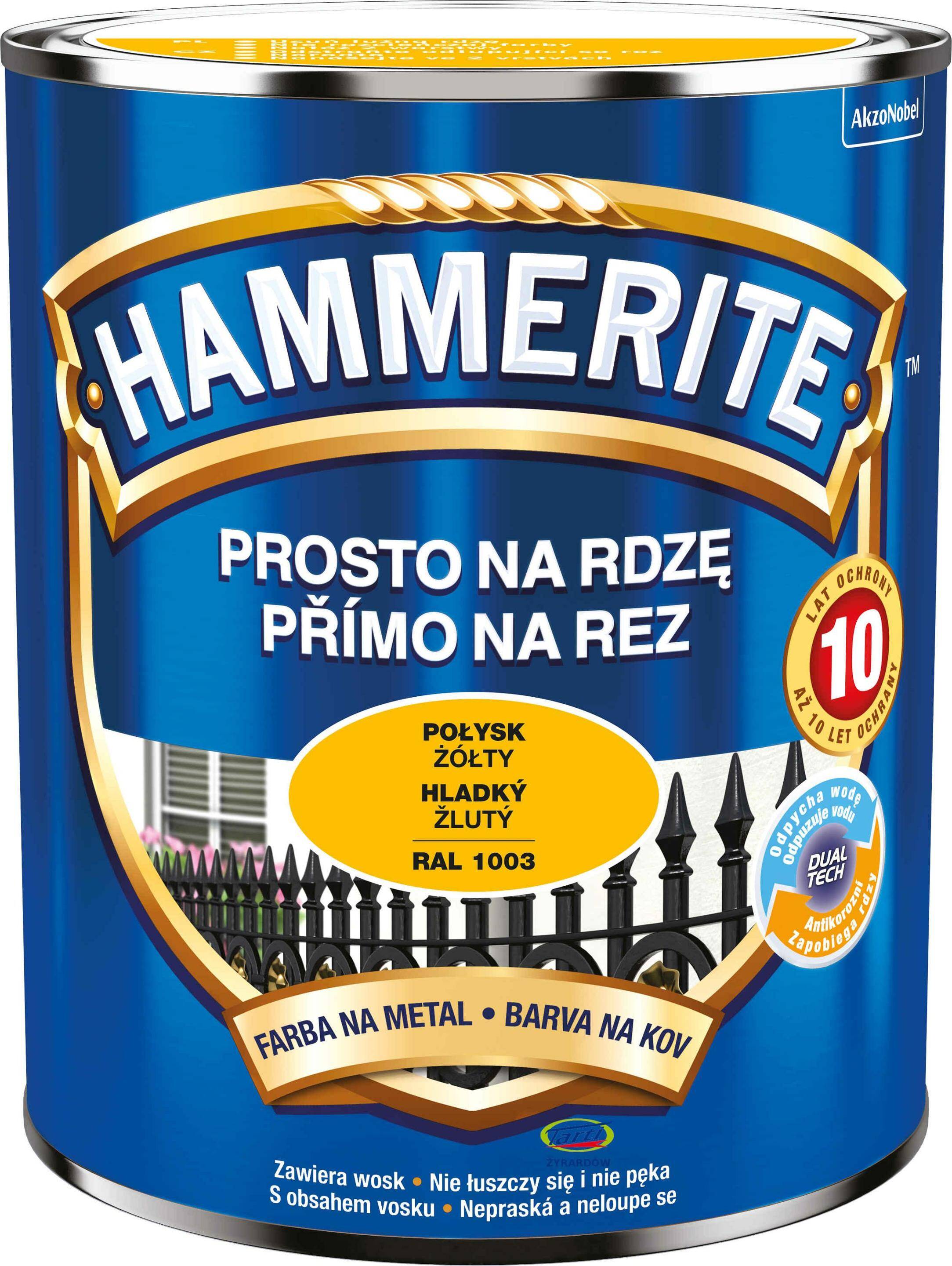 Hammerite Farba Prosto na Rdzę 0,7L Połysk Żółty (Zdjęcie 1)