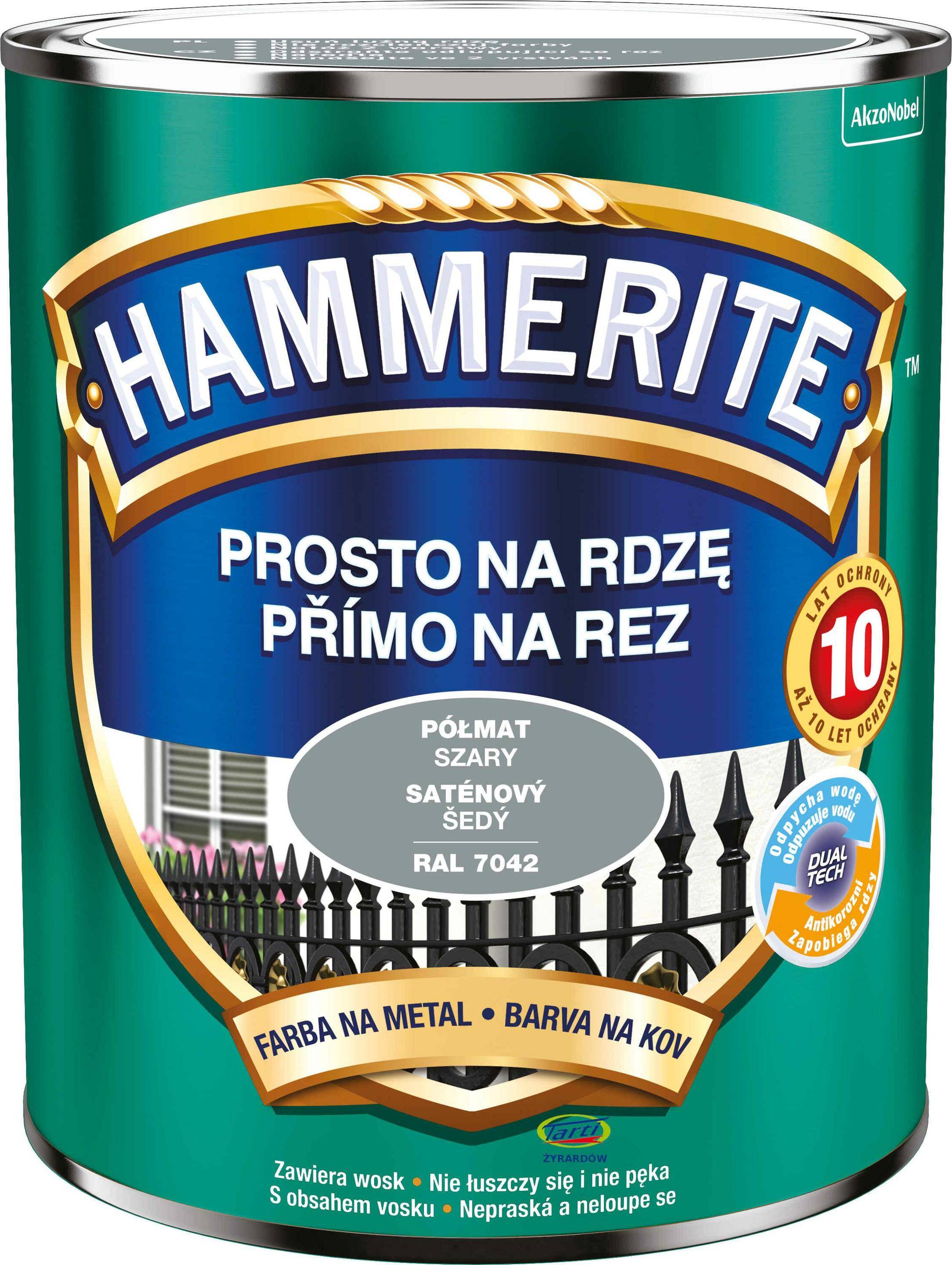 Hammerite Farba Prosto na Rdzę 0,7L Półmat Szary (Zdjęcie 1)