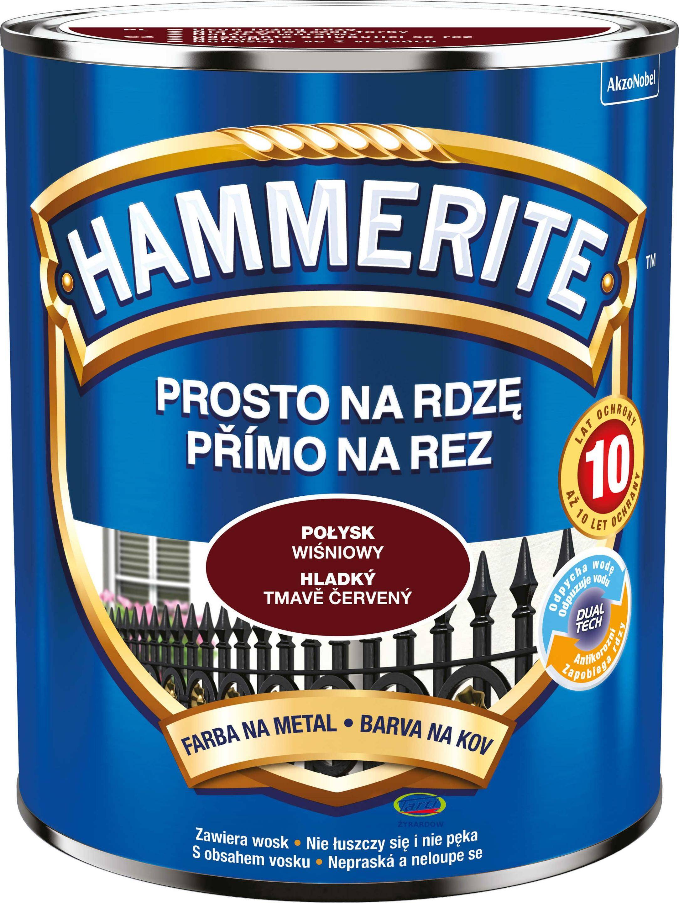 Hammerite Farba Prosto na Rdzę 0,7L Połysk Wiśniowy (Zdjęcie 1)