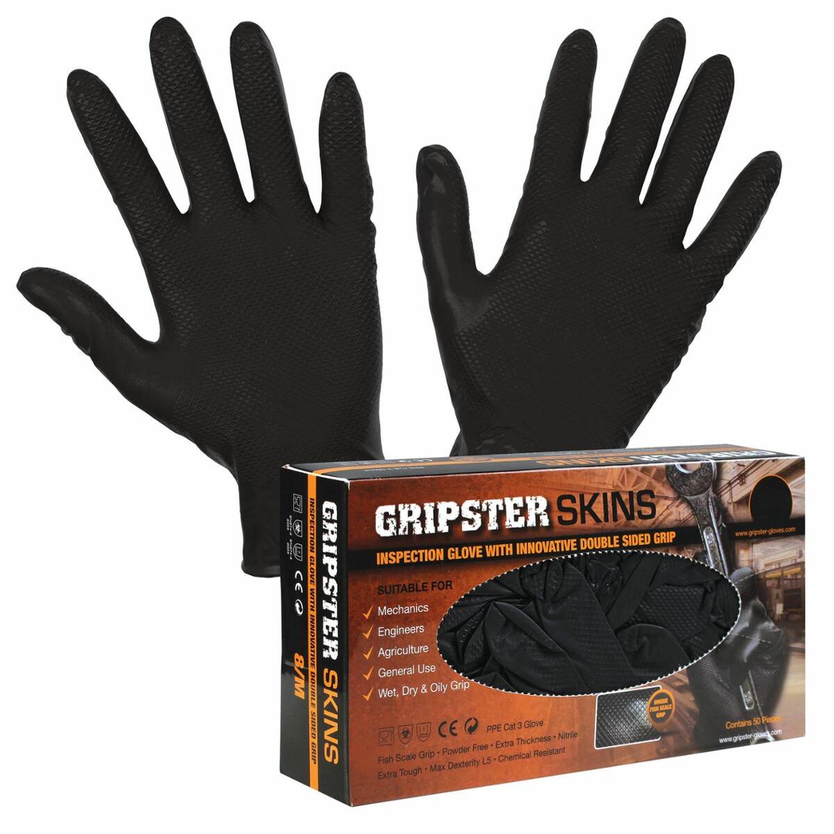 Rękawice GRIPSTER BLACK r. XL op. 50szt.
