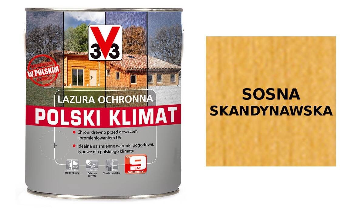 V33 Lazura Ochronna Polski Klimat SOSNA SKANDYNAWSKA 5L