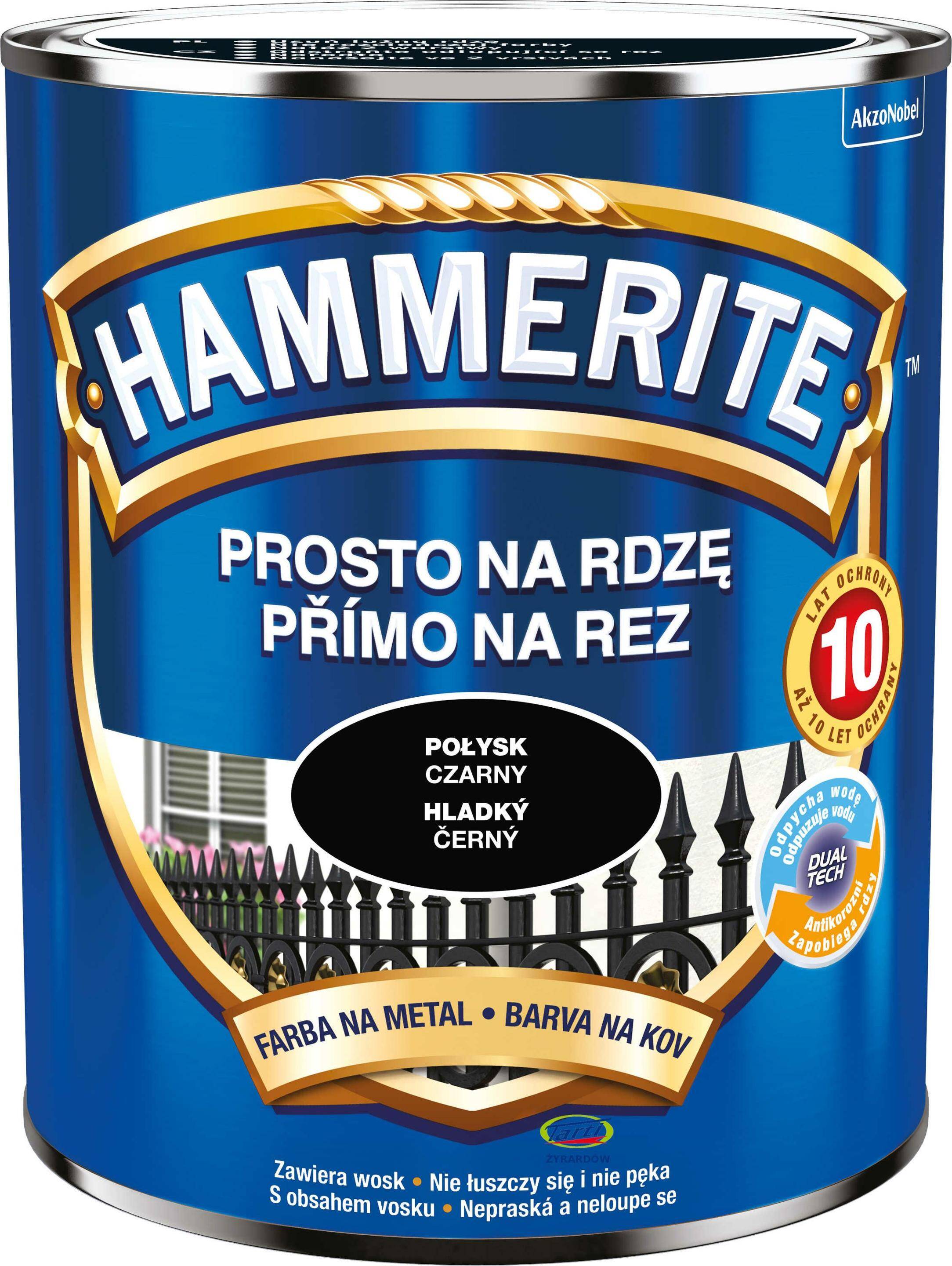 Hammerite Farba Prosto na Rdzę 0,7L Połysk Czarny (Zdjęcie 1)
