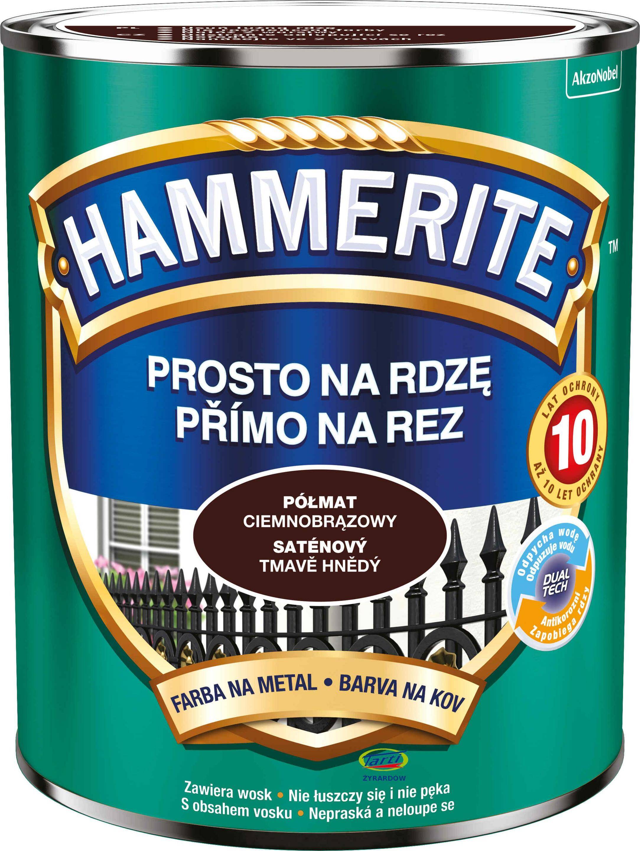 Hammerite Farba Prosto na Rdzę 0,7L Półmat Ciemnobrązowy (Zdjęcie 1)