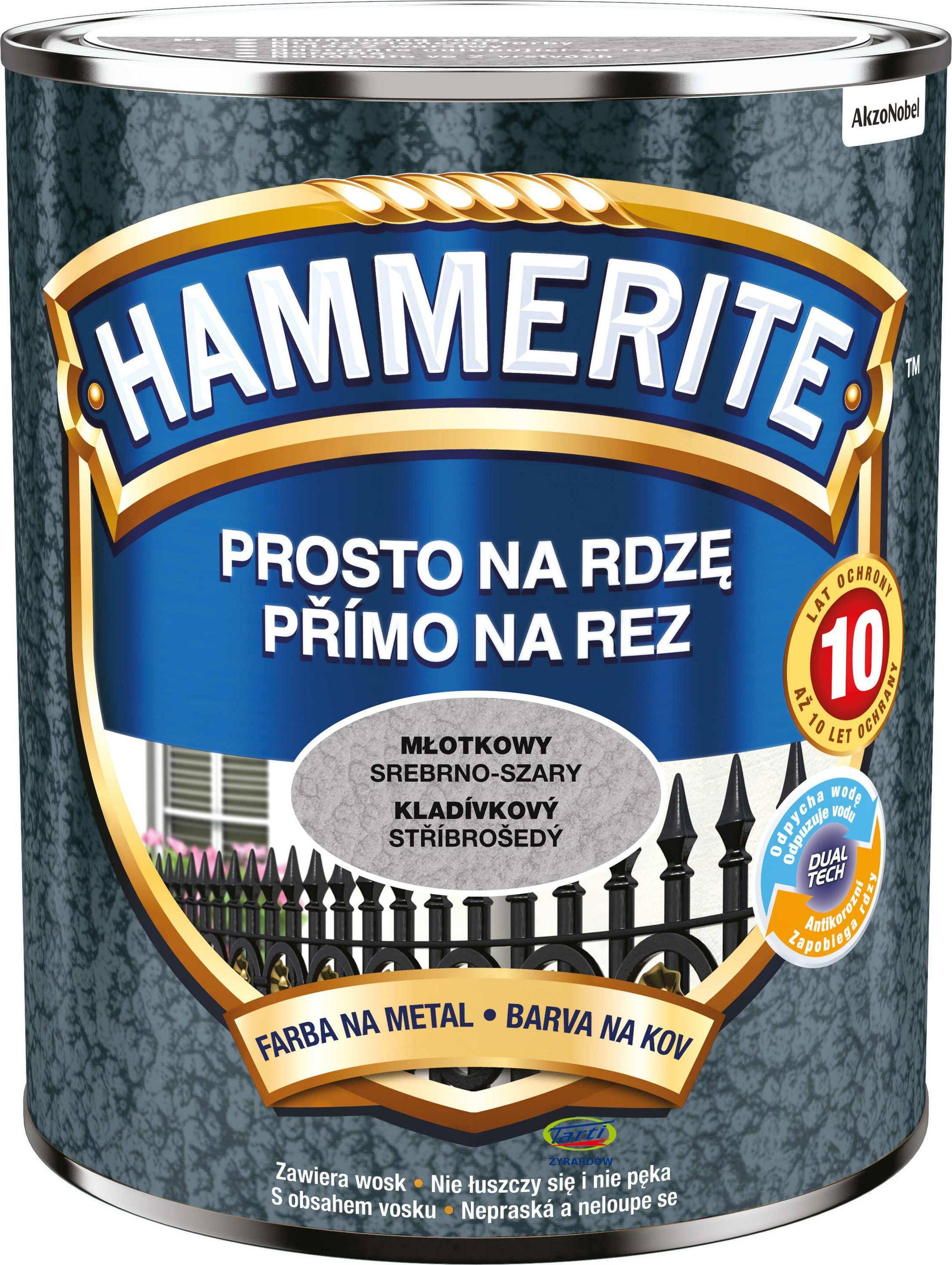 Hammerite Farba Prosto na Rdzę 0,7L Młotkowy Srebno szary (Zdjęcie 1)