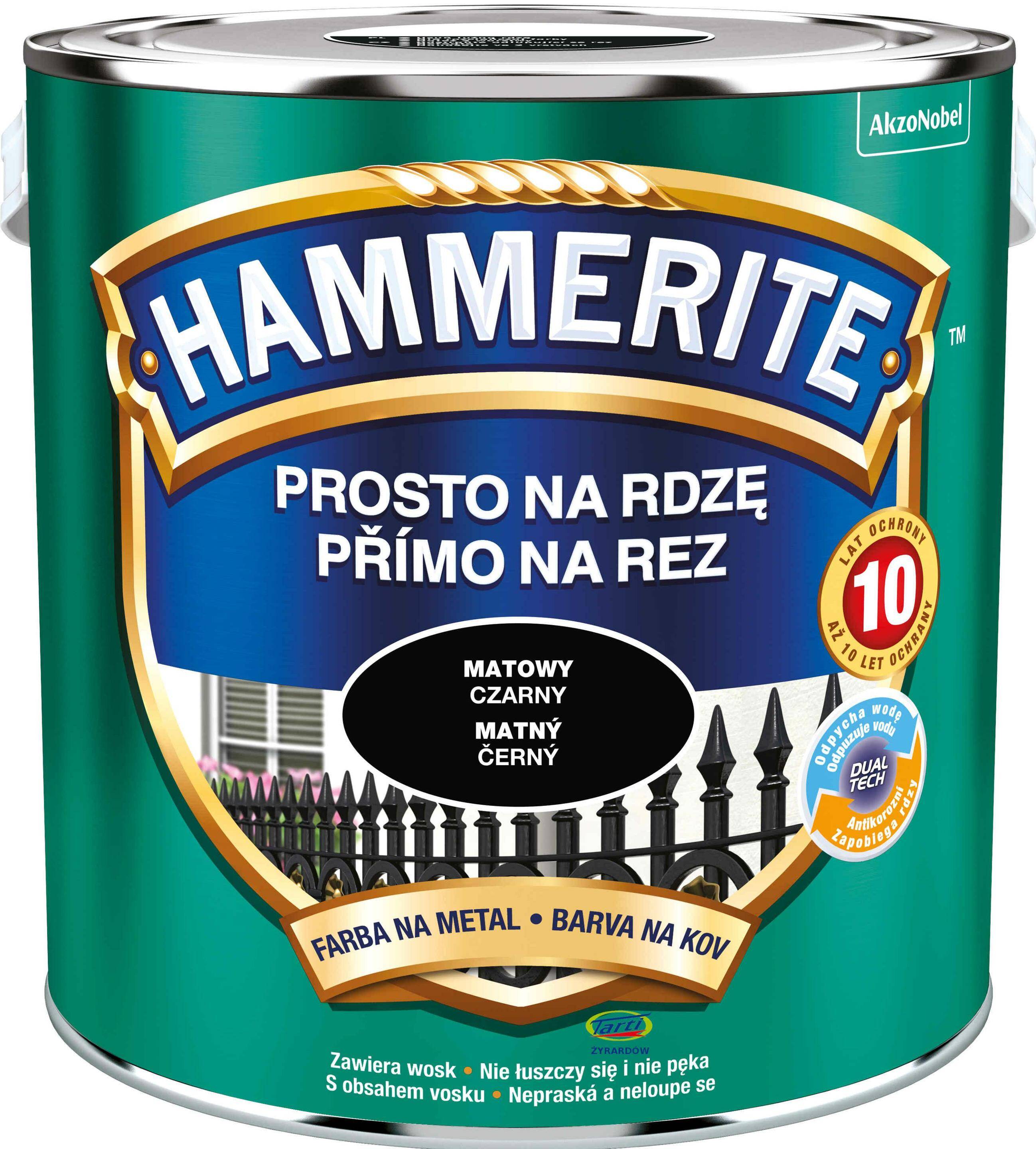 Hammerite Farba Prosto na Rdzę 2,5L Matowy Czarny (Zdjęcie 1)