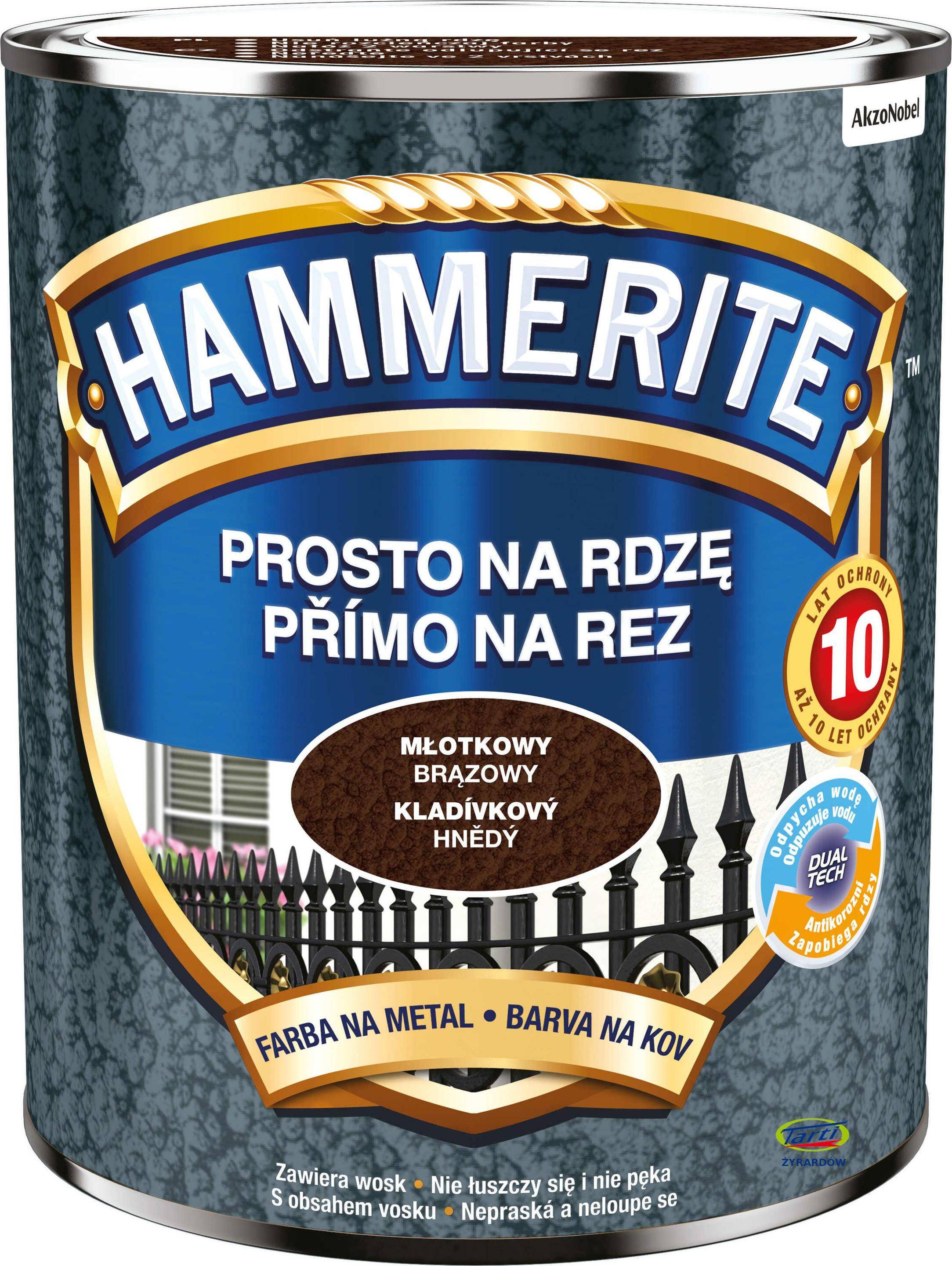 Hammerite Farba Prosto na Rdzę 0,7L Młotkowy Brązowy (Zdjęcie 1)