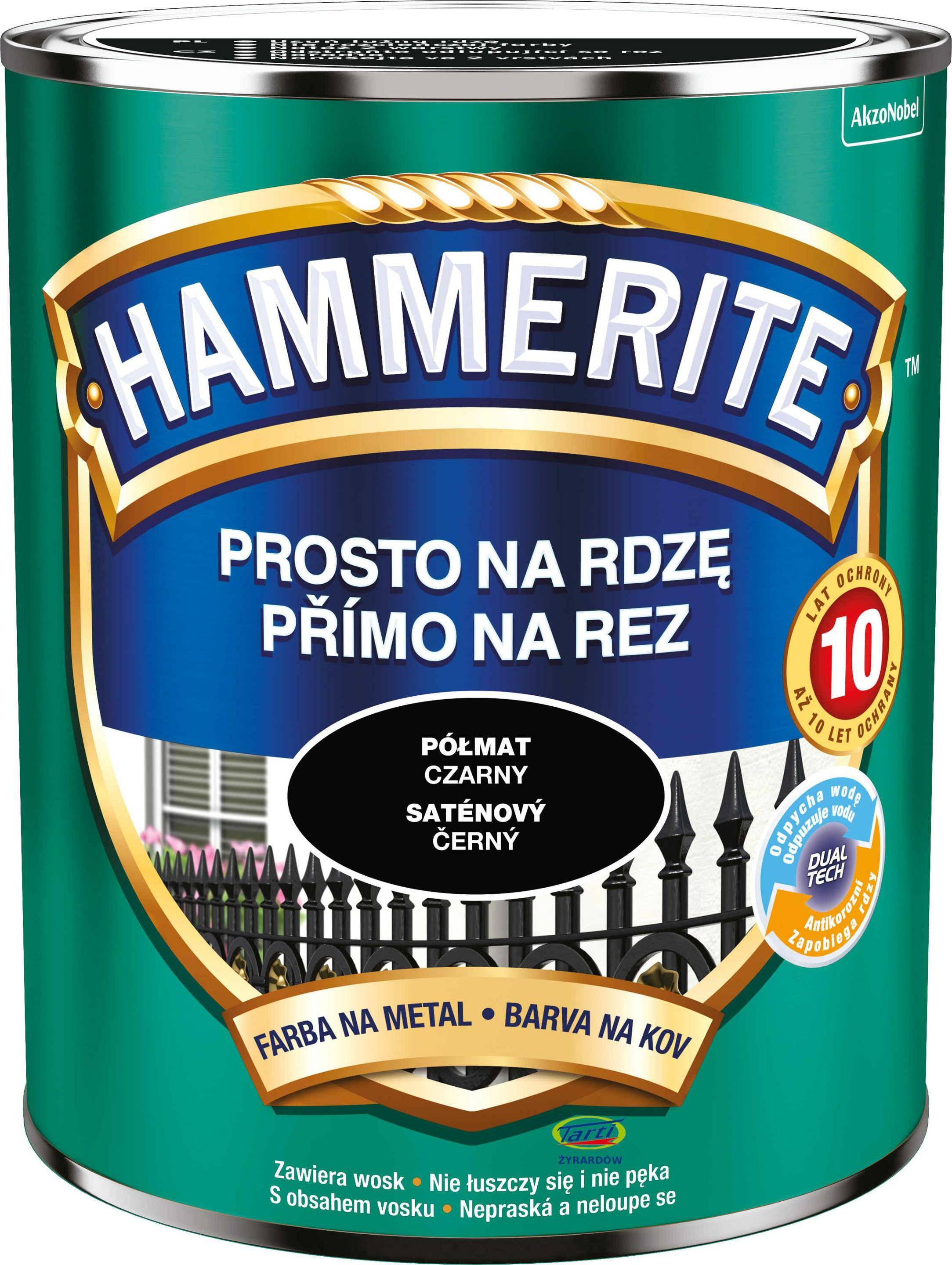 Hammerite Farba Prosto na Rdzę 0,7L Półmat Czarny (Zdjęcie 1)