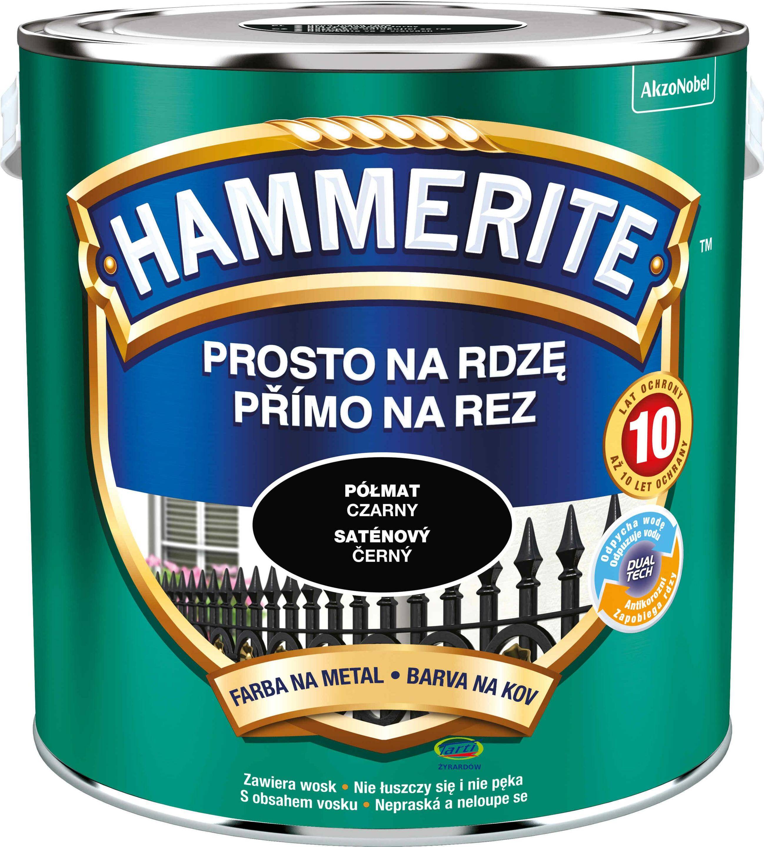 Hammerite Farba Prosto na Rdzę 2,5L Półmat Czarny (Zdjęcie 1)