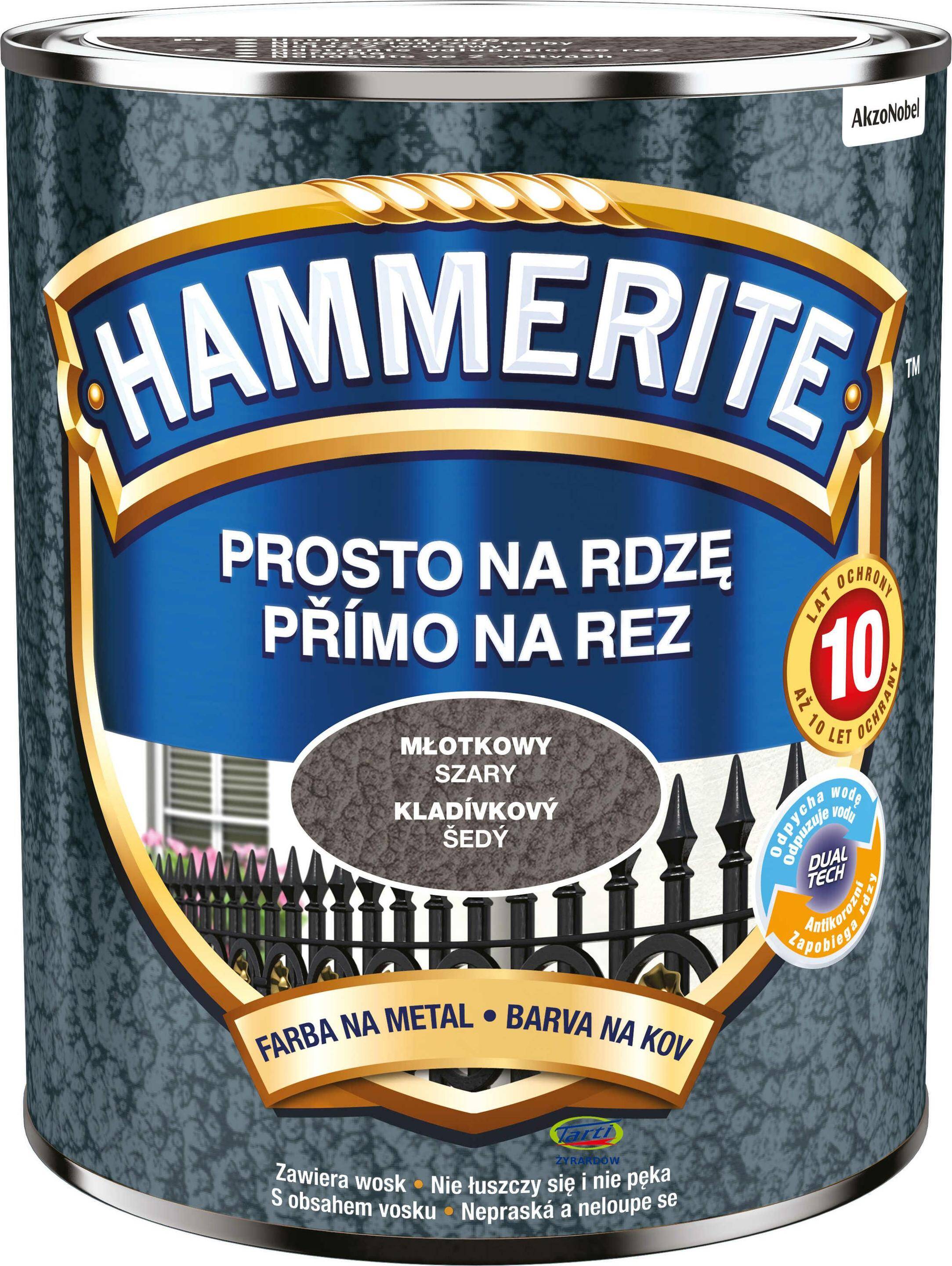 Hammerite Farba Prosto na Rdzę 0,7L Młotkowy Szary (Zdjęcie 1)