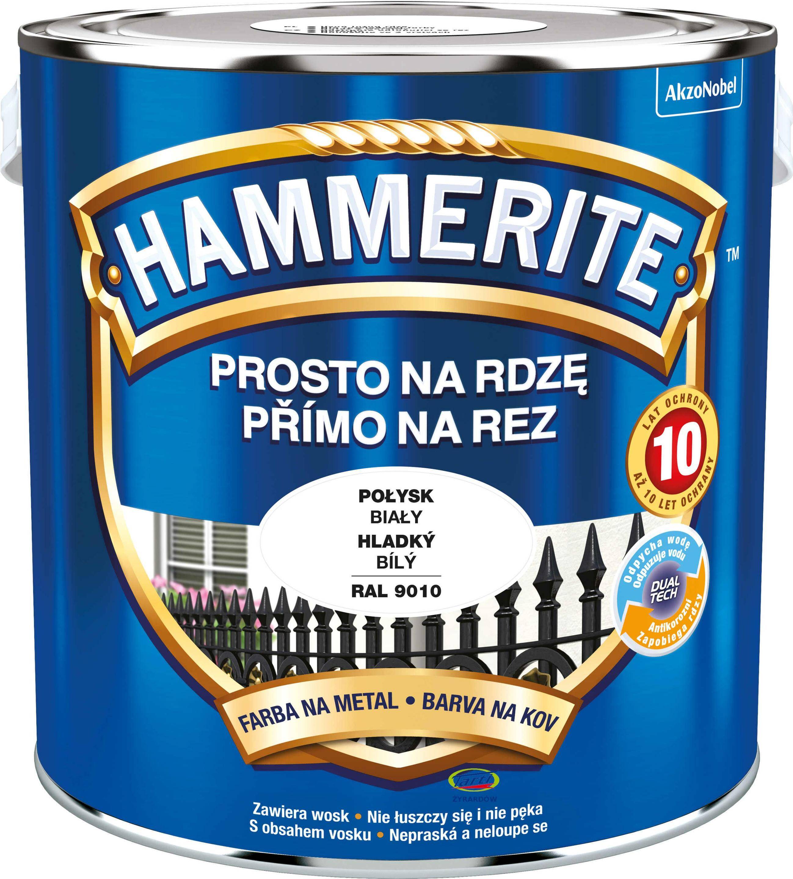 Hammerite Farba Prosto na Rdzę 2,5L Połysk Biały (Zdjęcie 1)