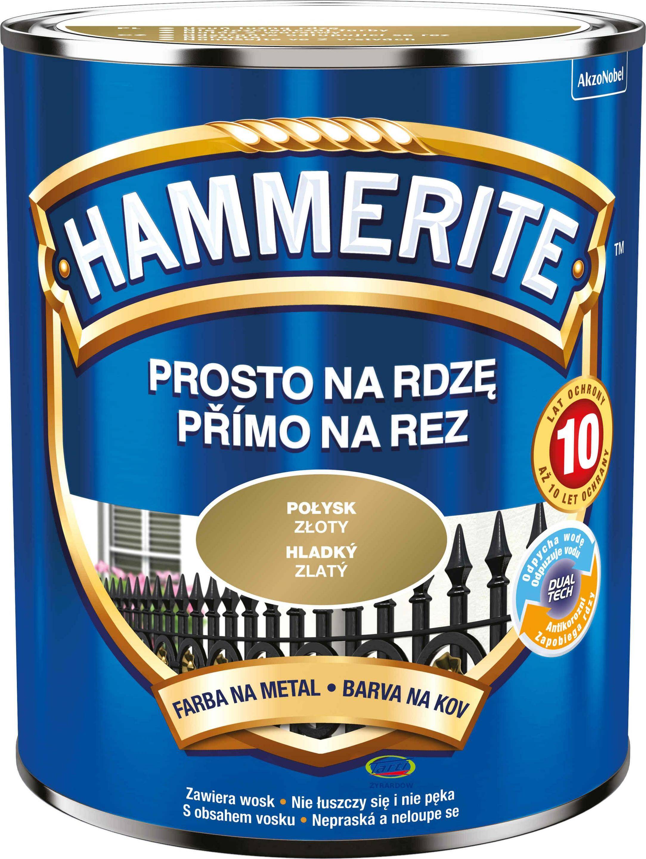 Hammerite Farba Prosto na Rdzę 0,7L Połysk Złoty (Zdjęcie 1)