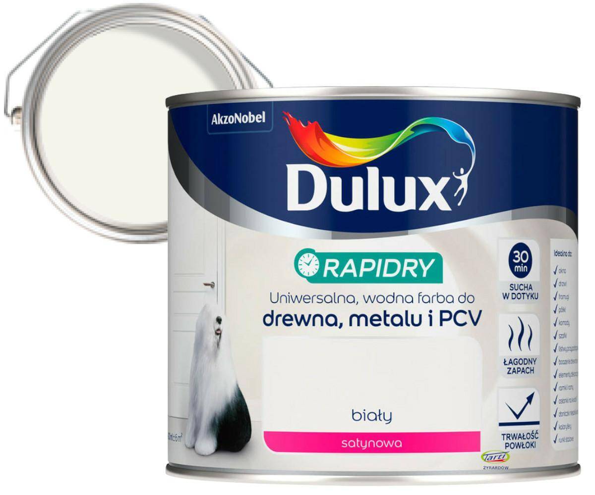 Dulux RAPIDRY Farba szybkoschnąca 0,4L biały satynowy (Zdjęcie 5)