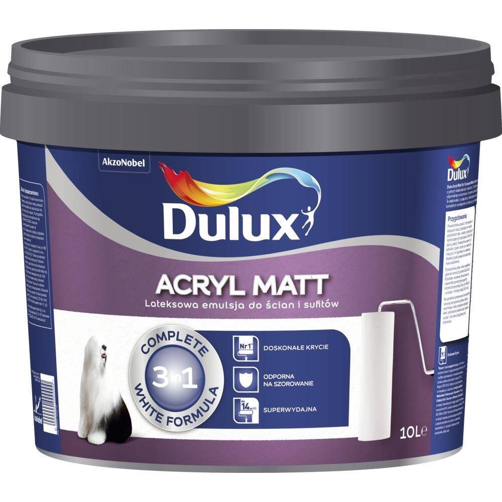 Dulux Acryl Matt Emulsja do ścian i sufitów biała 10l (Zdjęcie 1)