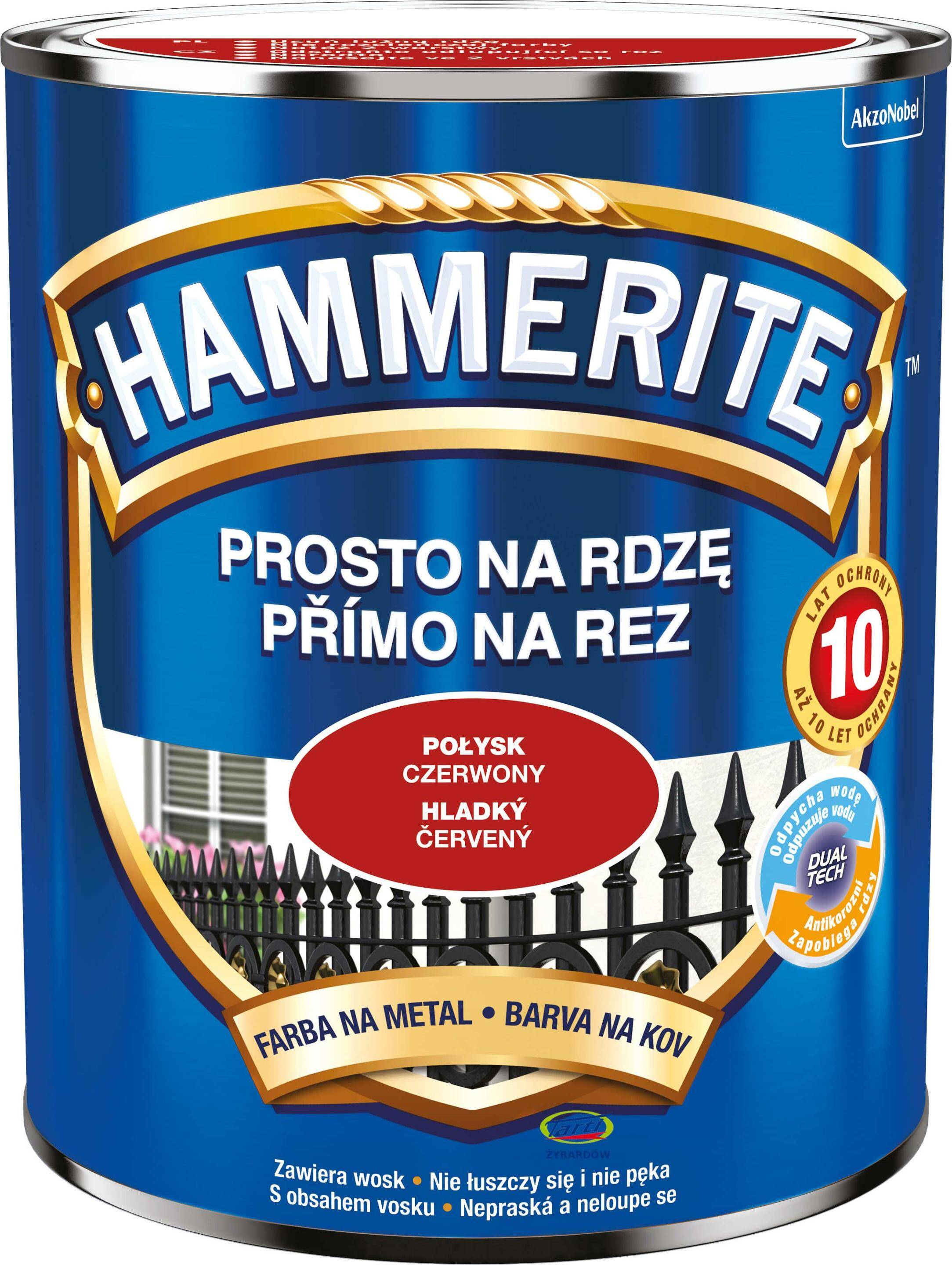 Hammerite Farba Prosto na Rdzę 0,7L Połysk Czerwony (Zdjęcie 1)