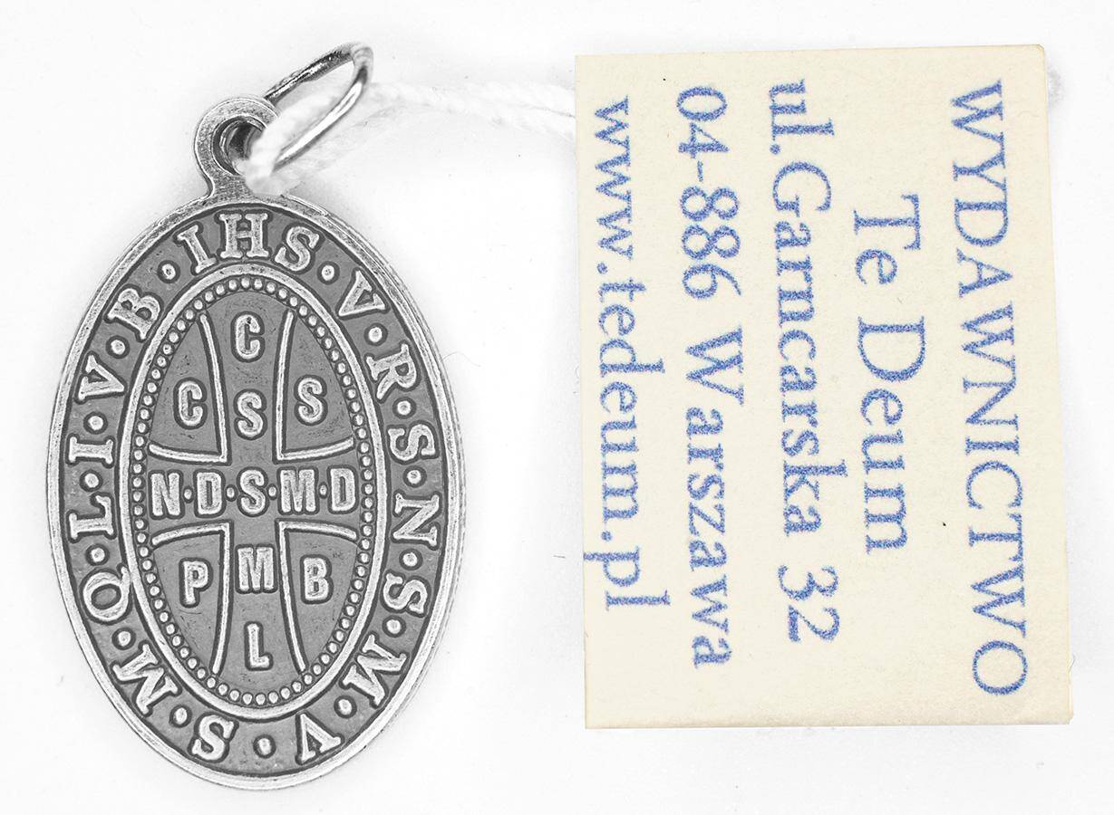 Medalik ze św. Benedyktem (stare srebro) (Zdjęcie 2)