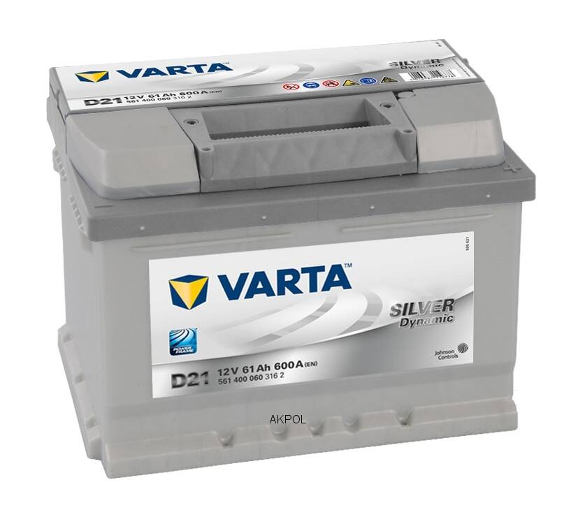 Akumulator  61AH/600A P+ VARTA D21 Silve