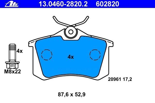 ATE Klocki hamulcowe 8W0 698 451 S tył