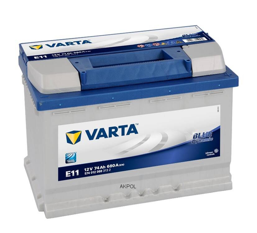 Akumulator  74AH/680A P+ VARTA E11 Blue
