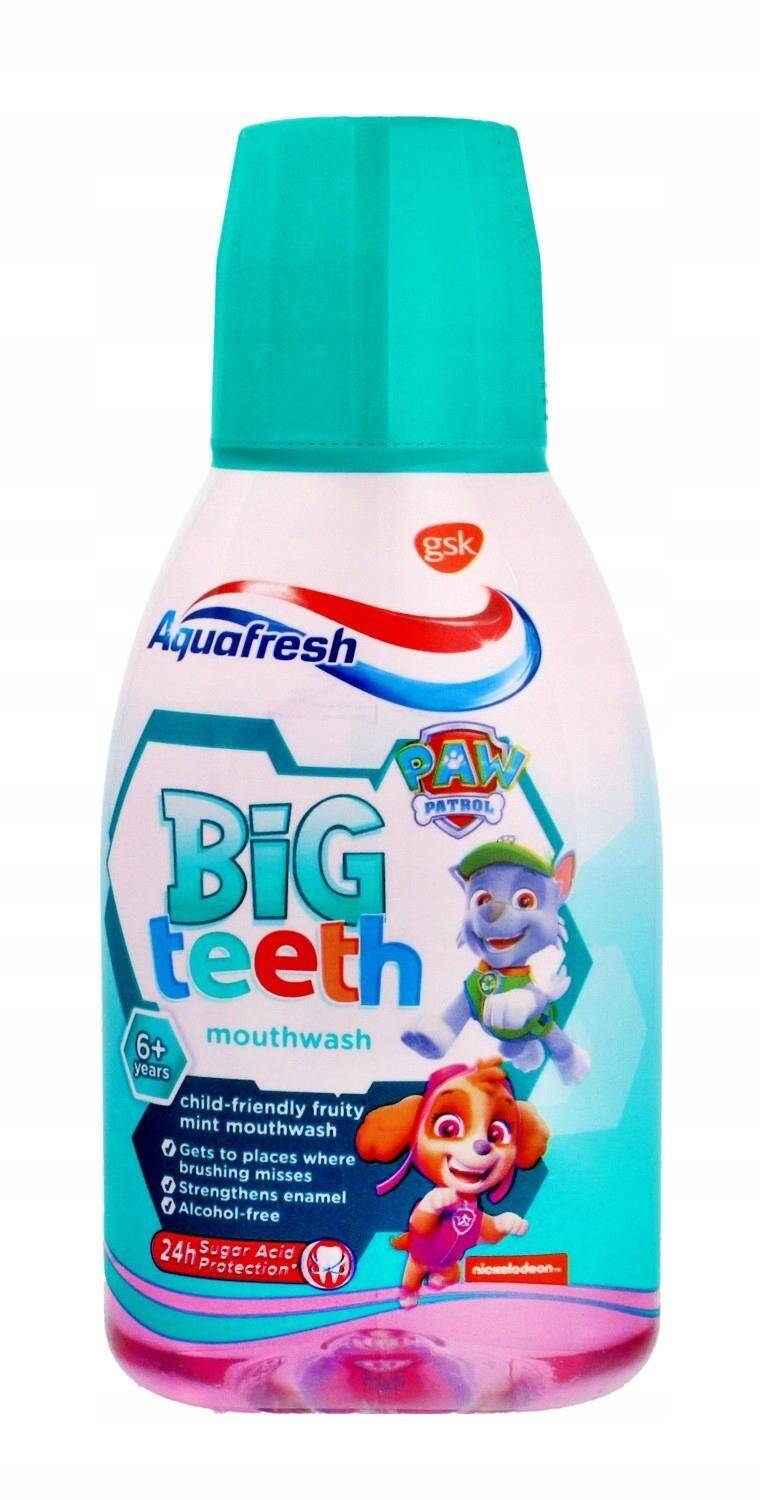 Aquafresh Big Teeth Płyn do płukania jamy ustnej z fluorkiem 300 ml 6+