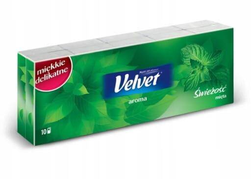 Velvet chusteczki higieniczne 9x10 Aroma Mięta (cena za 1 małe opakowanie)