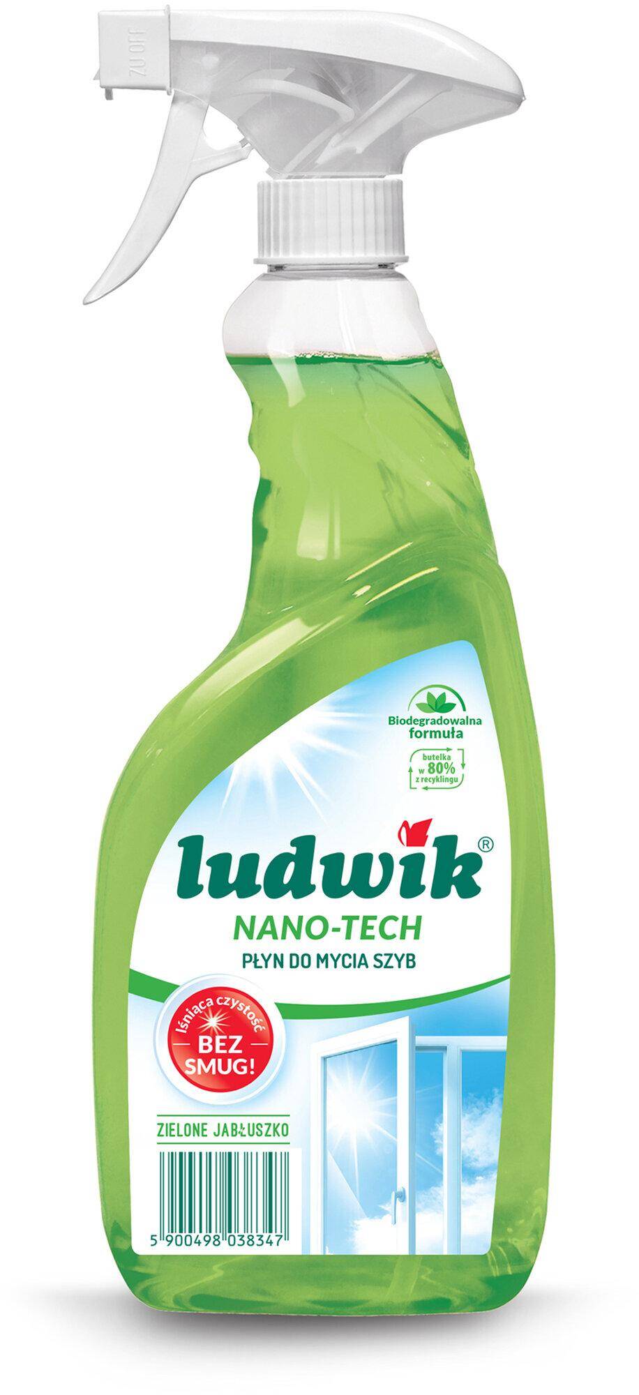 Ludwik Nano-Tech Green Apple Płyn do mycia szyb i glazury 750 ml
