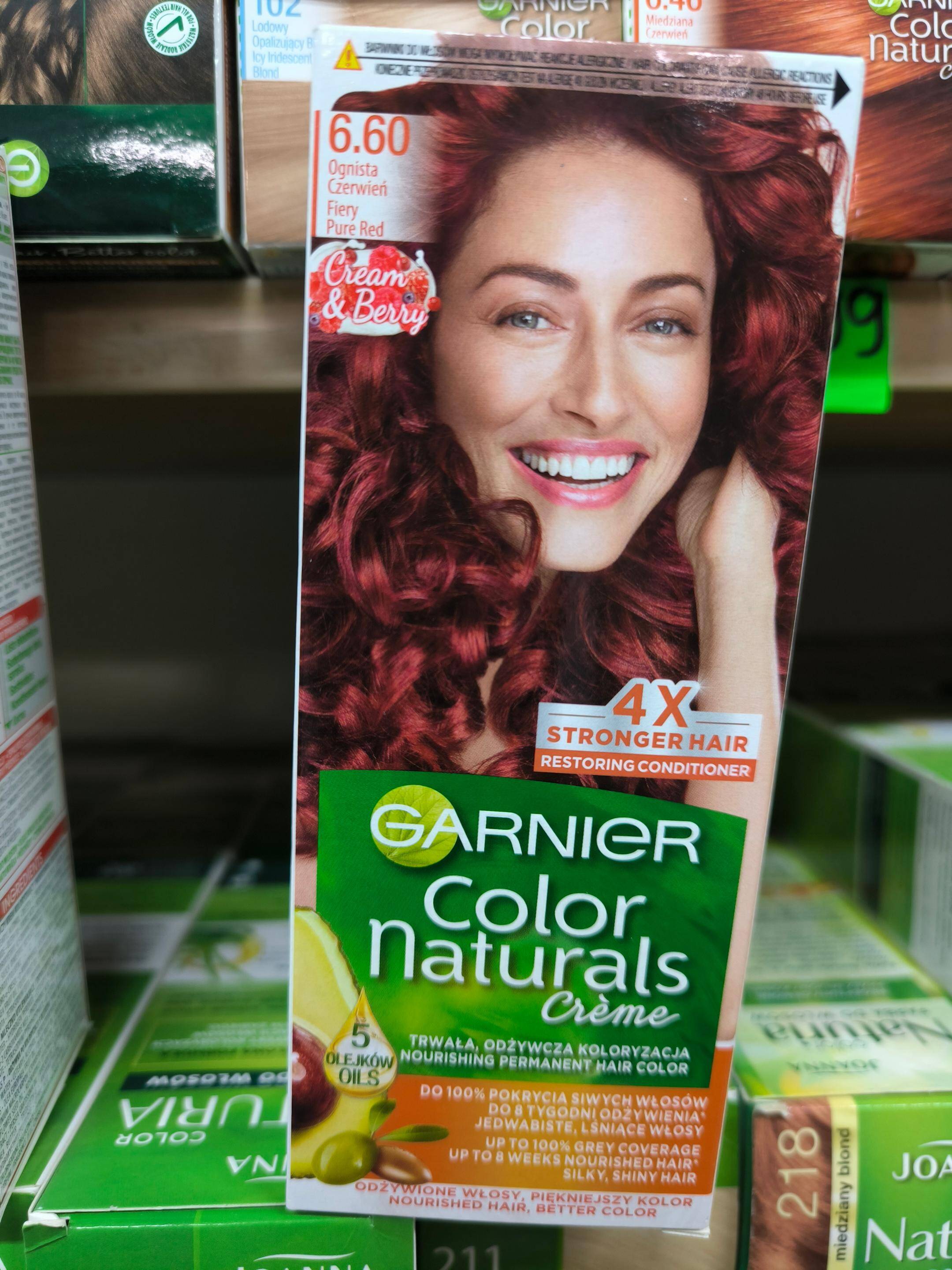 Garnier, Color Naturals, Farba do włosów Ognista Czerwień 6.60