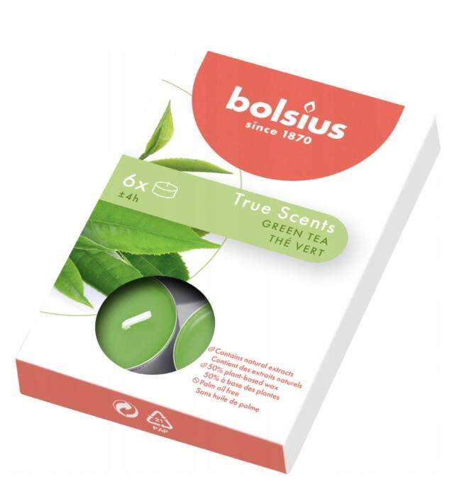Świeca tealight parafinowa Zielona Herbata Bolsius 6 szt.