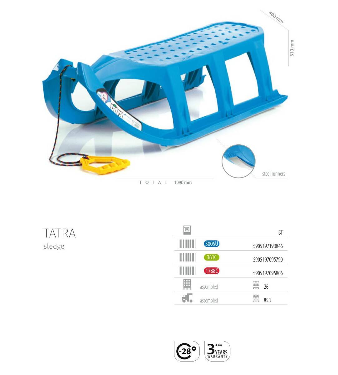 Sanki plastikowe TATRA - niebieskie