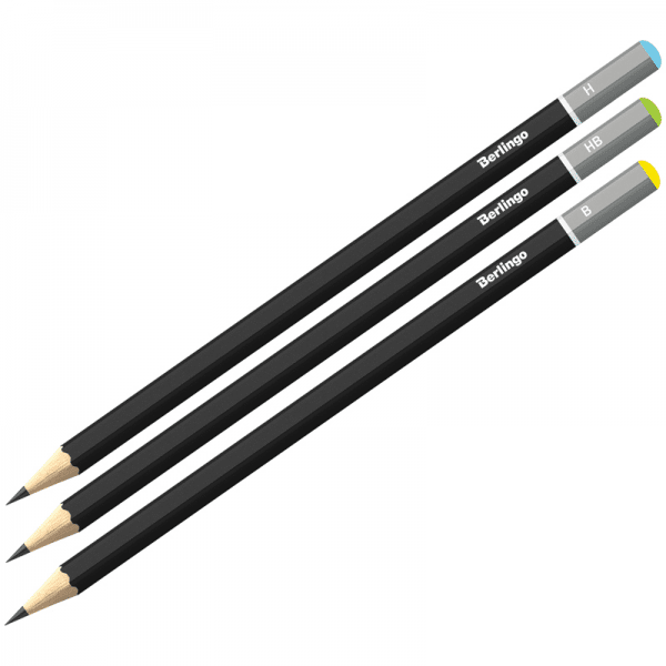 Ołówek BERLINGO zestaw 3szt. H,HB,B