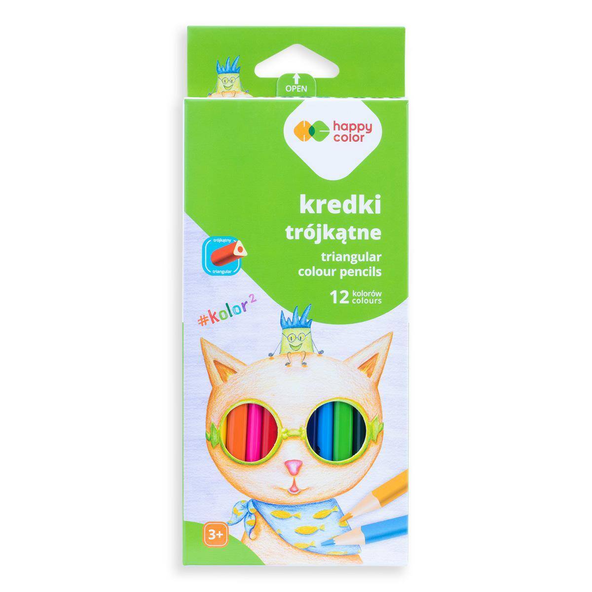 Kredki 12kol. trójkątne HappyColor
