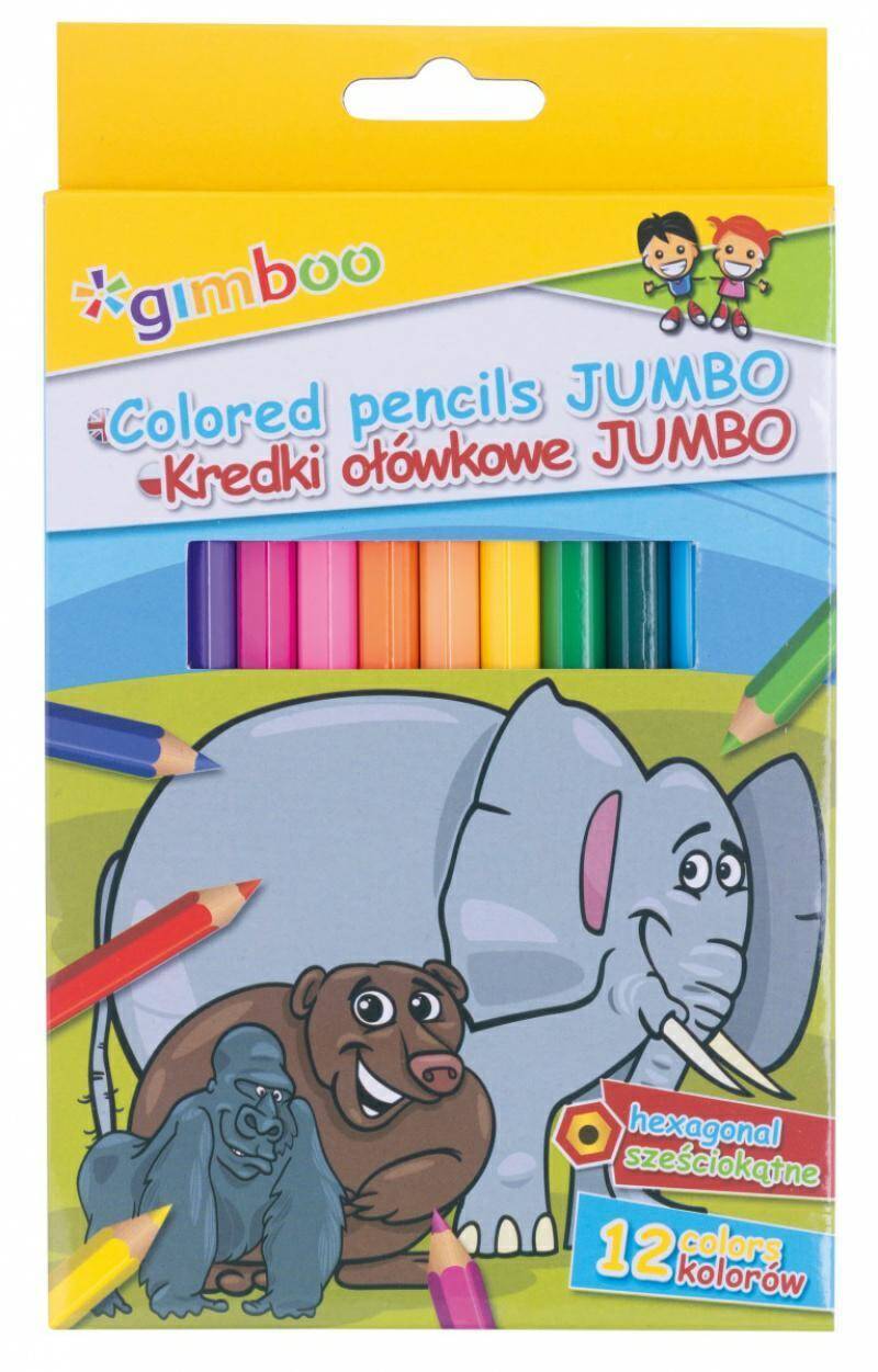 Kredki 12kol. GIMBO  ołówkowe JUMBO