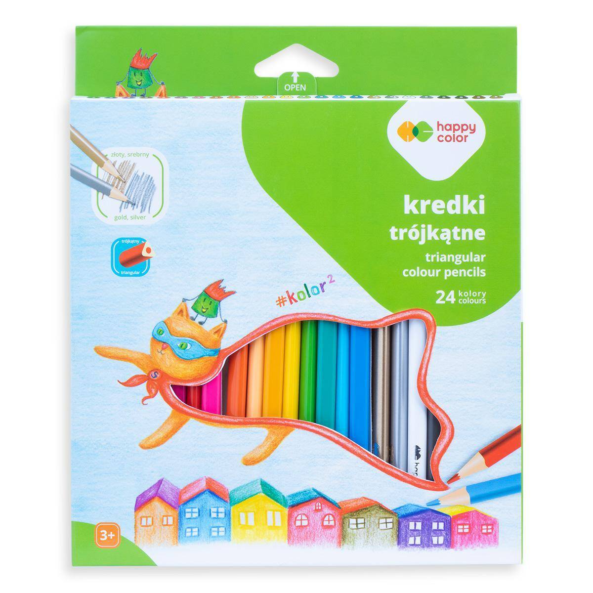 Kredki 24kol.trójkątne HappyColor
