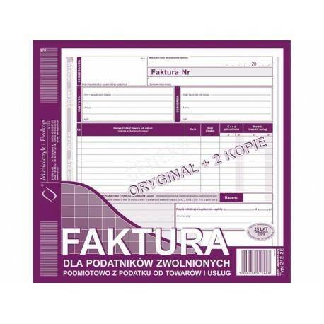 Faktura VAT 2/3A4 1+2k dla zw.pod.z pod.