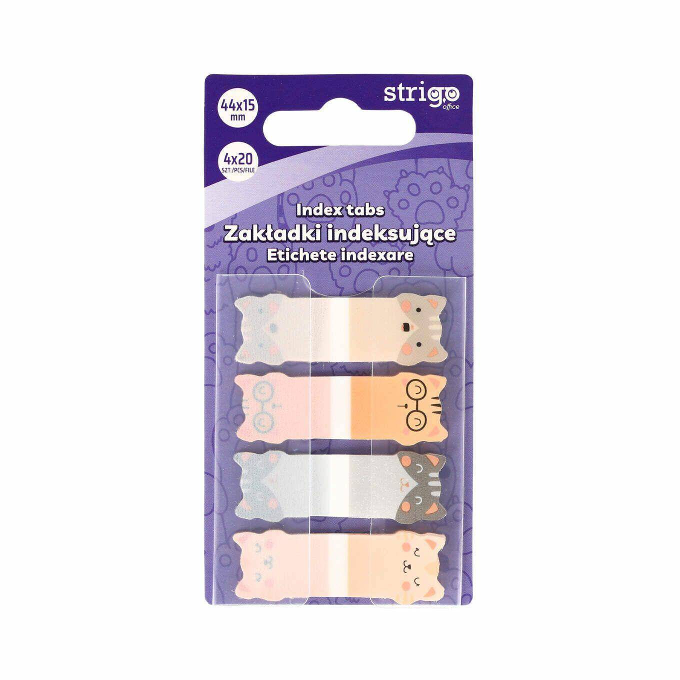 Zakładki STRIGO 44x15mm 4x20szt.KOTKI