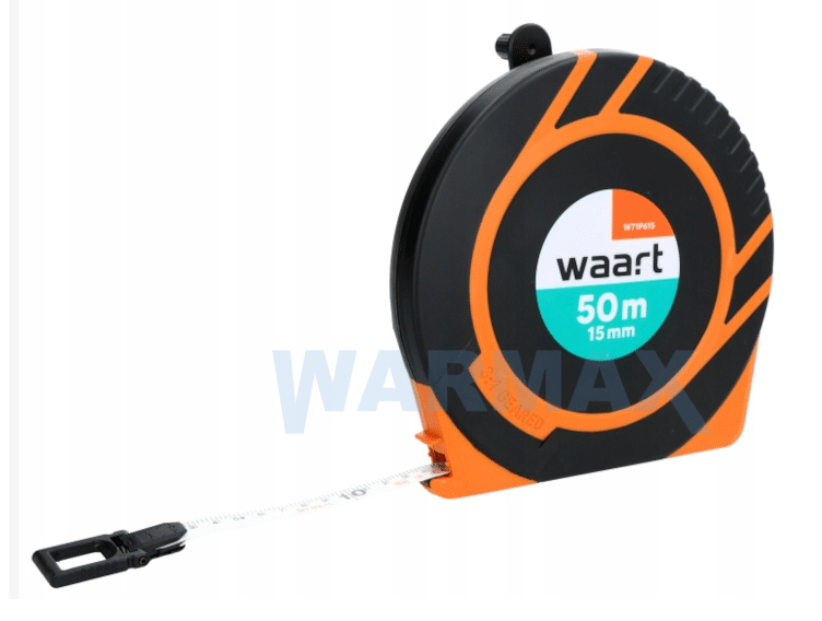 WAART Taśma miernicza stalowa 50m x 15mm zwijana, włókno szklane