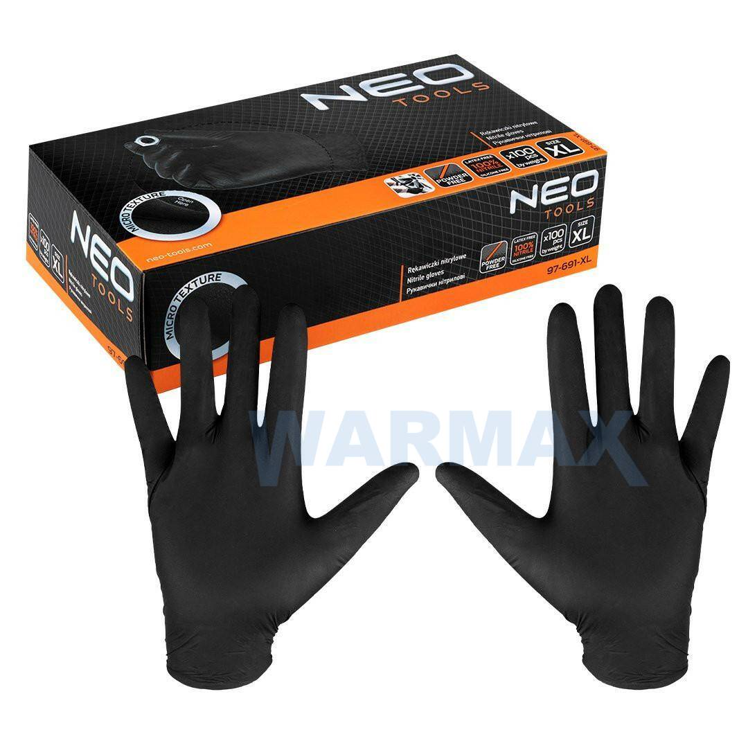 NEO Rękawiczki nitrylowe, czarne, 100 sztuk, rozmiar XL (Zdjęcie 1)