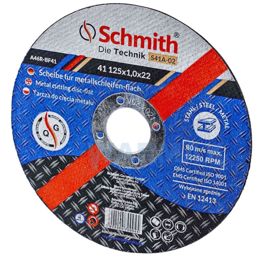 SCHMITH Tarcza do cięcia metalu 125x1,0 mm SQ