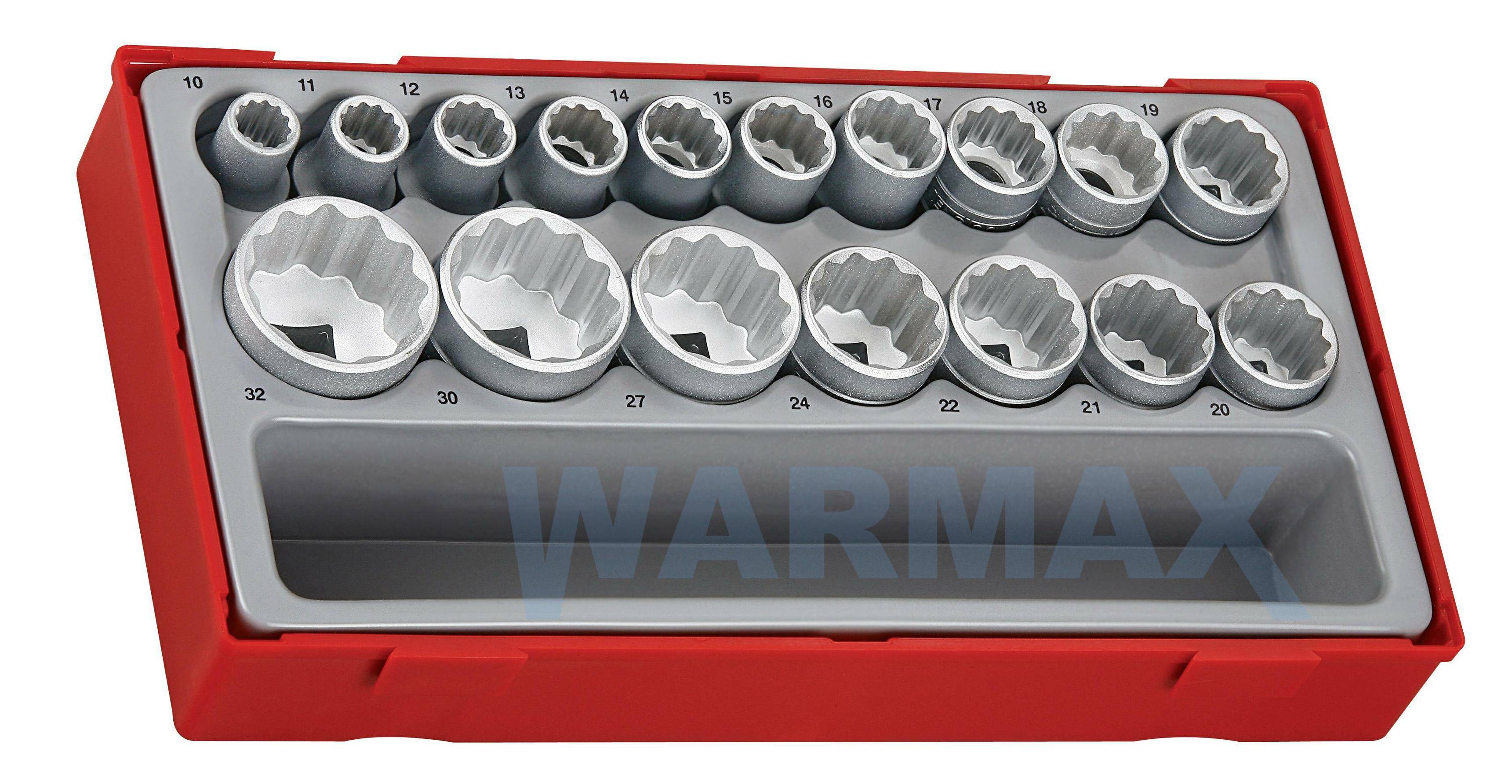 TENG TOOLS 17-elementowy zestaw nasadek 12-kątnych z chwytem kwadratowym 1/2