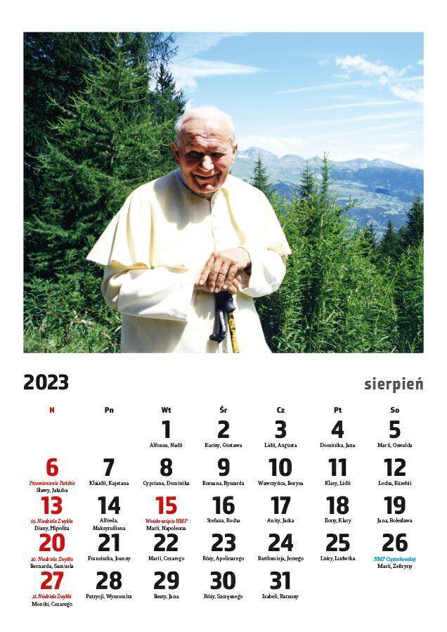 Kalendarz A4 2023 z Janem Pawłem II (Zdjęcie 2)