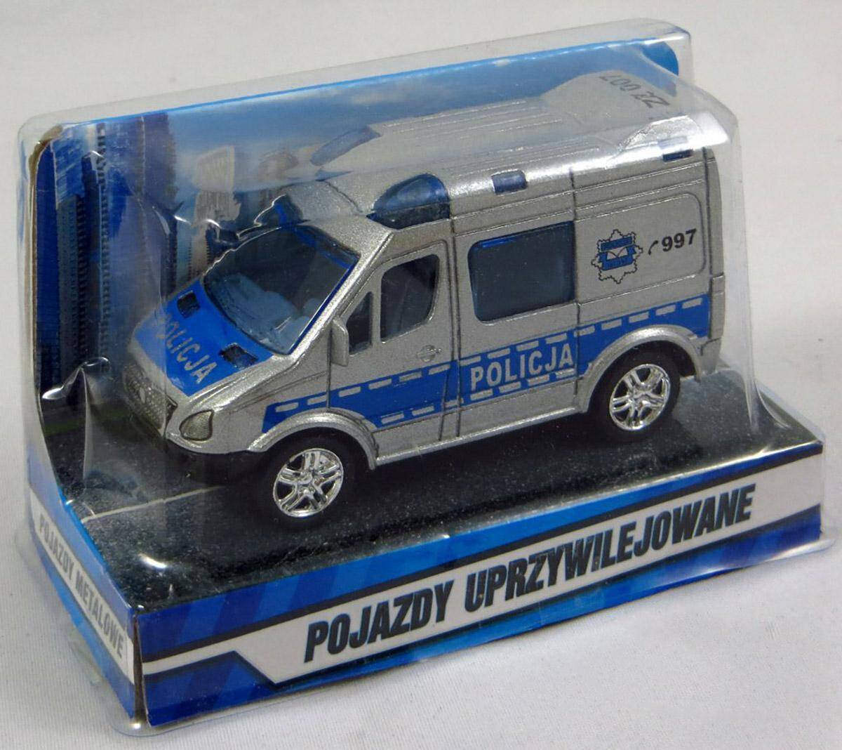 AUTO METAL VAN POLICJA 8CM KLOSZ 3370