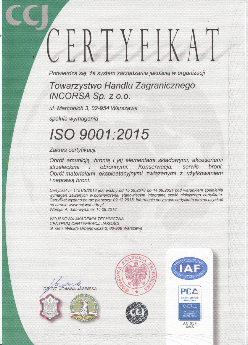 Certyfikat ISO9001:2015