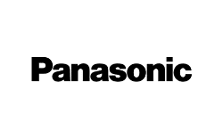 Logo firmy Panasonic, czarne litery.
