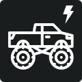 Ikona Monster Truck`a symbolizująca zastosowanie baterii PROCELL w zabawkach.