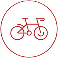 Ikona przedstawiająca rower. Wizualizuje zastosowanie lampy rowerowej / światła rowerowego EMOS P3914.