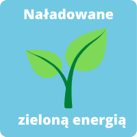 Zielony liść, informuje o ekologii i zielonym pochodzeniu energii.