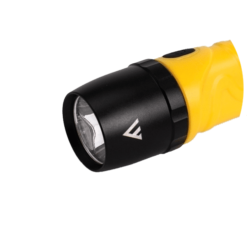 Widoczna dioda LED oraz szkło mineralne będące częścią latarki Mactronic Dura Light 2.1.
