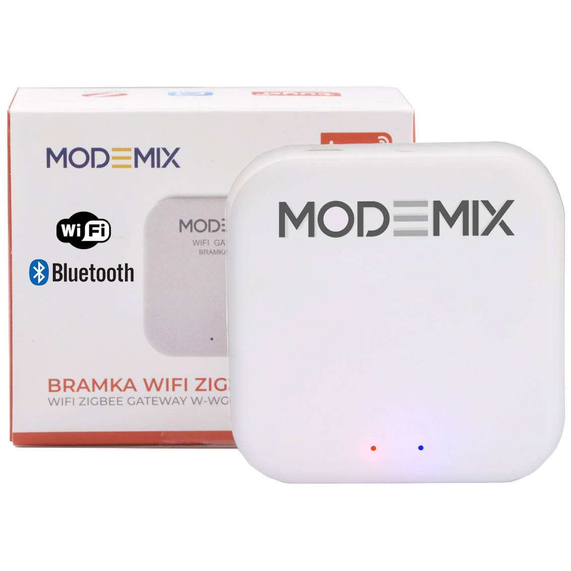 Modemix MOD017 - bramka Zigbee Wifi Tuya Smart Life - opakowanie razem z produktem