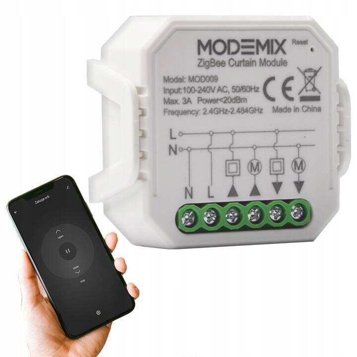Modemix MOD009 - inteligentny sterownik do oświetleń ZigBee - 1-kanałowy z miniaturą aplikacji telefonu