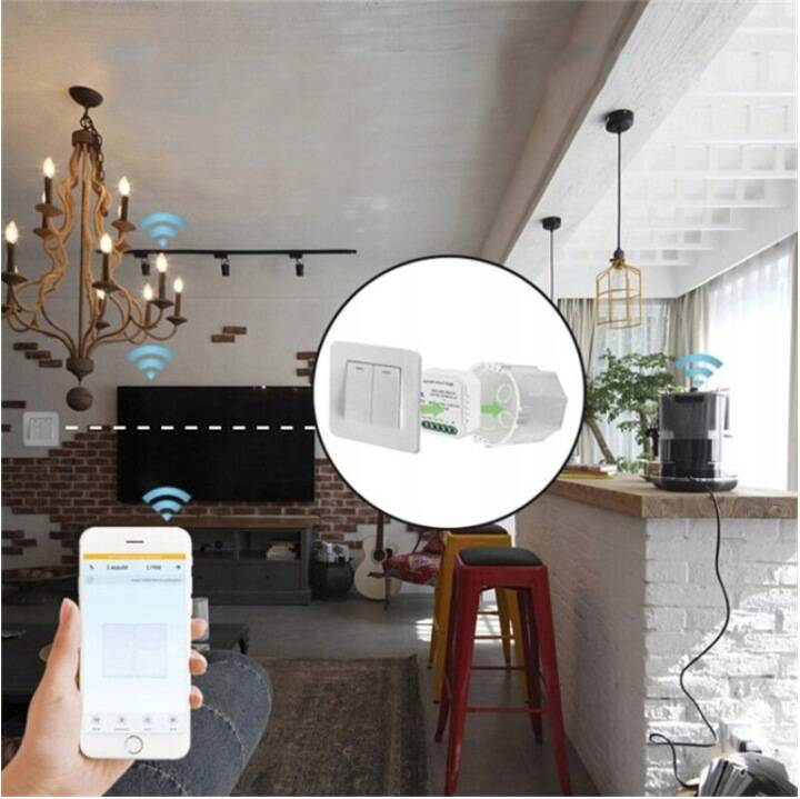 Modemix MOD014 - wizualizacja sterownika smart home Wifi z urządzeniami w domu